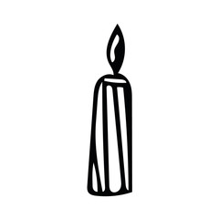 candle hand drawn in doodle style. single element vector scandinavian hygge monochrome minimalism simple. cozy home, interior. design icon, card, sticker poster