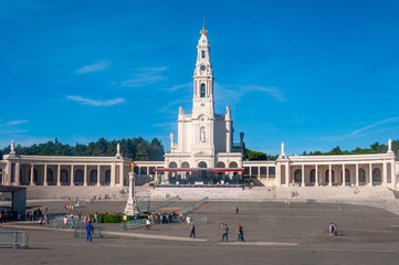 Fatima, Portugal. View of the Basilica of Our Lady of the Rosary, inside the Sanctuary site. Place of the Marian apparitions including the Secrets of Fatima.
