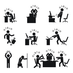 Angry businessman icon set. Vector.