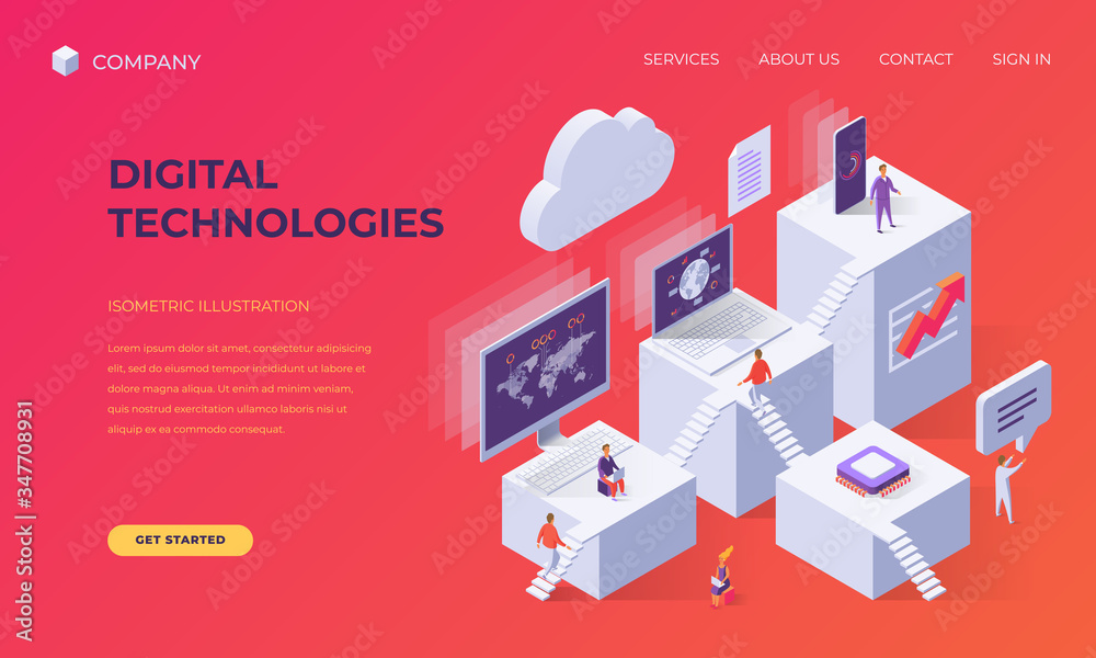 Poster landing page for computer digital technologies