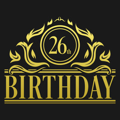 Luxury 26th Birthday Logo illustration vector