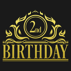 Luxury 2nd Birthday Logo illustration vector