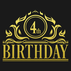 Luxury 4th Birthday Logo illustration vector