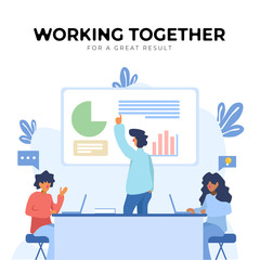 Business office working together concept illustration