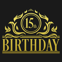 Luxury 15th Birthday Logo illustration vector