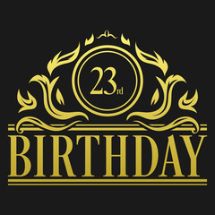 Luxury 23rd Birthday Logo illustration vector