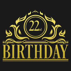 Luxury 22nd Birthday Logo illustration vector