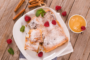 Bougatsa - Greek puff pastry with cream.
