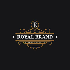 Vintage Luxury Logo template flourishes calligraphic elegant ornament lines. identity for Restaurant, Royalty, Boutique, Cafe, Hotel, Heraldic, Jewelry, Fashion and other vector illustration 