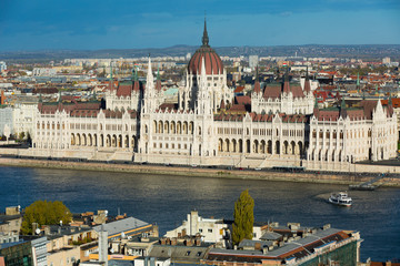 Fototapeta na wymiar View of Budapest with Hungarian Parliament