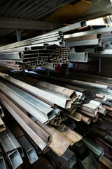 Stack of different metal pipes