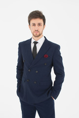 Smart businessman and white isolated background.