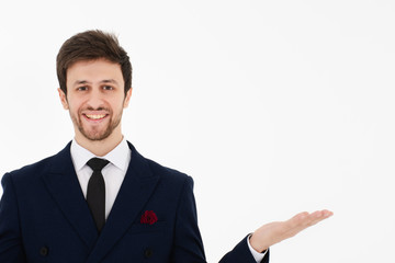 Smart businessman and white isolated background.