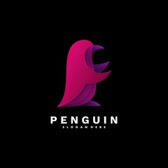 Vector Logo Illustration Penguin Gradient Colorful Style