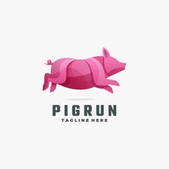 Vector Logo Illustration Pig Gradient Colorful Style