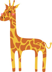 Obraz premium Cartoon giraffe. Cute Cartoon giraffe, Vector illustration on a white background. Drawing for children