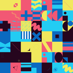 Colorful Geometric Vector Pattern Design with Graffiti Elements