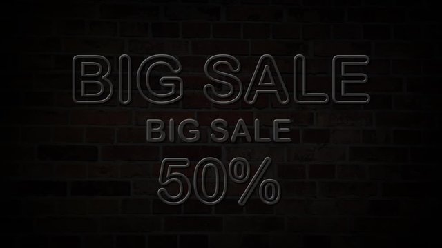 big sale neon sign banner background for promo video, concept of sale and clearance
