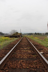 railway tracks in the countryside of japan 
