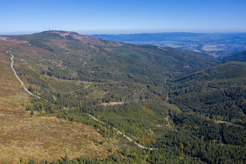 Naklejka premium Aerial view of polish mountains Beskid. Malinowska skala in Skrzyczne Silesia Poland 