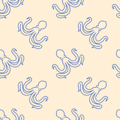 Octopus icons pattern. Marine animal, octopus seamless background. Seamless pattern vector illustration © alekseyvanin