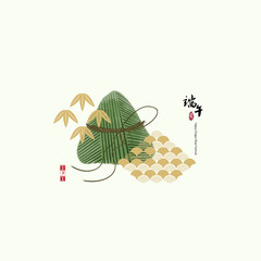 Vector: East Asia dragon boat festival,  Chinese characters and seal means:  Dragon Boat Festival, may 5