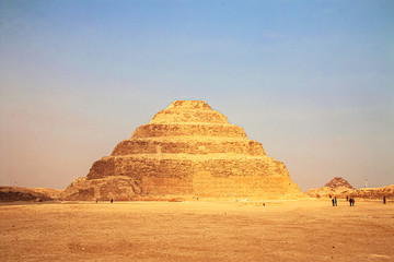 The Djoser Pyramid, the first pyramid erected in the Sahara desert, Egypt. Step Pyramid in Saqqara
