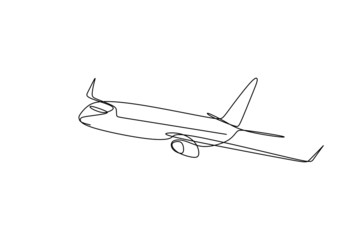 Fototapeta na wymiar Continuous single line drawing vector illustration of an airplane climbing