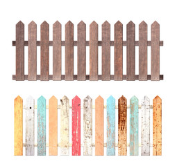 Set of rustic wooden fence