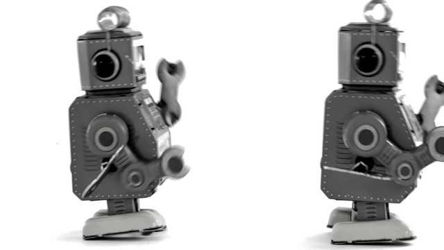 LGBT robot marches with the grey bots 