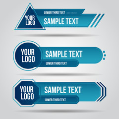 Lower third tv blue design template modern contemporary. Set of banners bar screen broadcast bar name. Collection of lower third for video editing on transparent background.