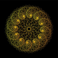 vintage style guilloche flower in yellow and red