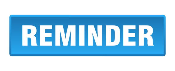 reminder button. reminder square blue push button