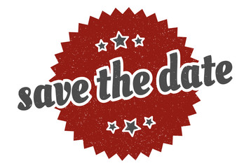 save the date sign. save the date round vintage retro label. save the date