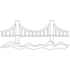 Continuous line drawing Bridge icon vector concept