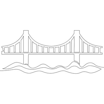 minimalist line art bridge over water clip art preview