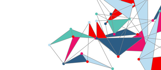 Obraz premium Line points connections, triangular technology design. Abstract geometric background