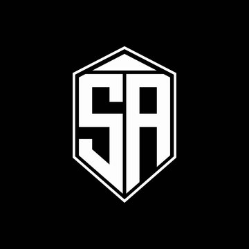 SA logo monogram with emblem shape combination tringle on top design template