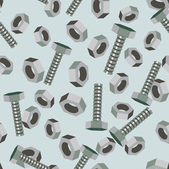 Seamless industrial background with bolts and nuts. 3d illustration.