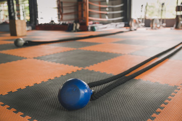 battle rope on the gym floor