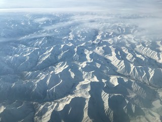 Snowy mountains of far north Russia