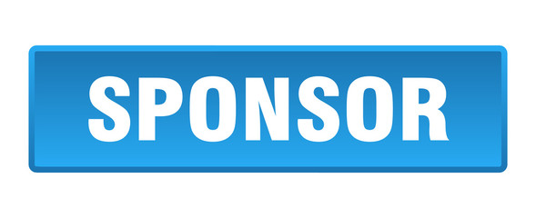 sponsor button. sponsor square blue push button