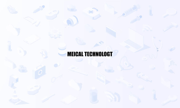 Medical Technology tool Social media monitoring concept in isometric background vector design.