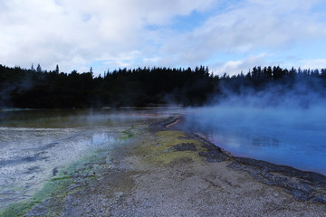 Steam above a geothermal lake