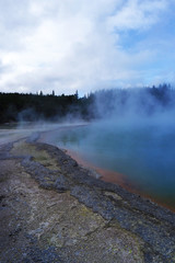 Steam above a geothermal lake