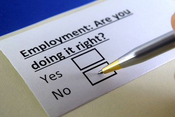 Obraz premium One person is answering question about employment.