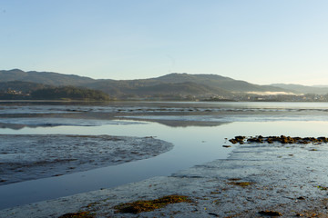 Fototapeta premium Swamp beach lake and mountains