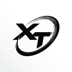 Initial Letter XT Brush Effect Logo Design