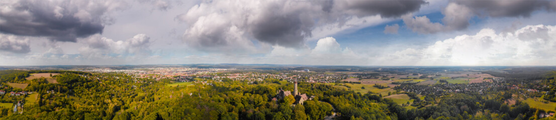 Fototapeta na wymiar Bamberg, Germany. Amazing aerial view on a sunny day from Alterburg Castle