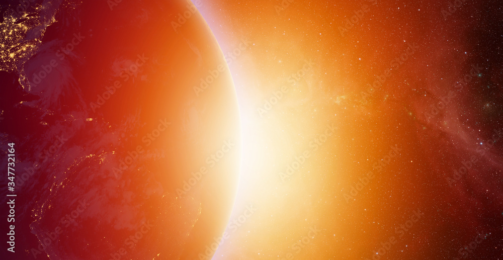 Poster planet earth with a spectacular sunset 